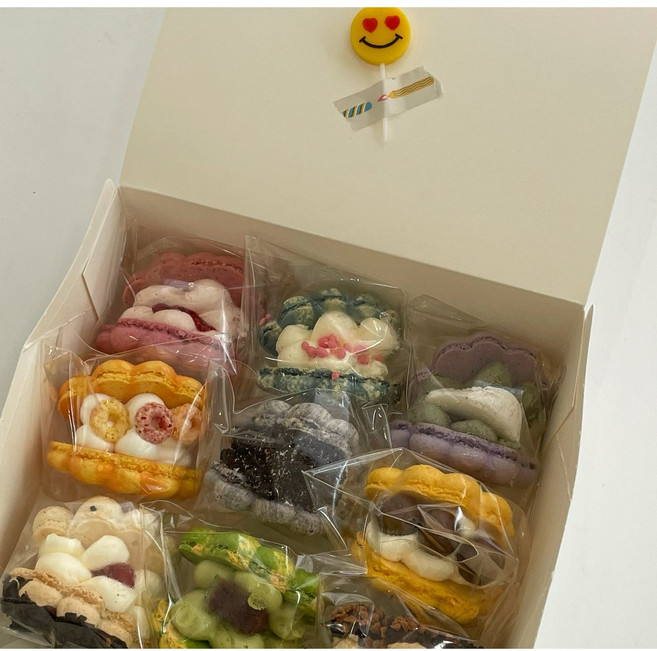 향이난당)수제 마카롱 조개마카롱 16종 랜덤세트 (당일주문제작), 9개, 360g