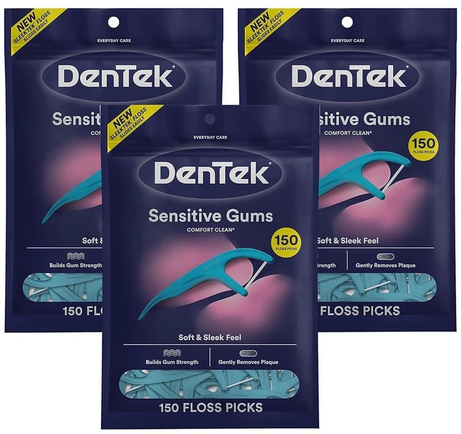 DenTek 컴포트 클린 센시티브 검 치실 픽 150개입 6개 세트, 150 Count (Pack of 3) - 쿠팡