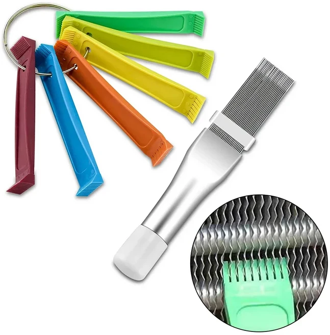 에어컨 용 FCR6 핀 빗 도구 세트 직선화 증발기 콘덴서 브러시 라디에이터 수리 청소, 02 type2, 01 CHINA