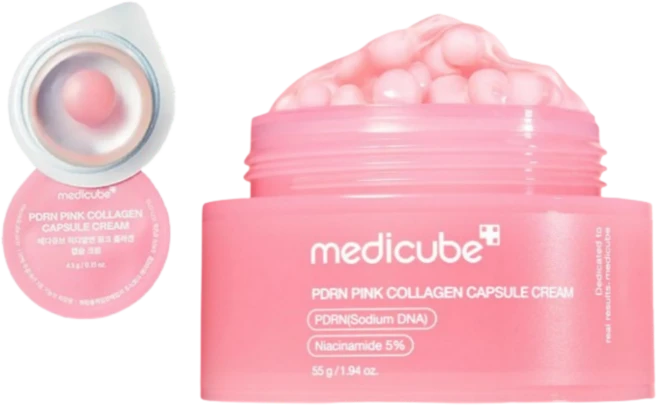 메디큐브 PDRN 핑크 콜라겐 캡슐크림 55g 기획(+4.5gx2매) - 쿠팡
