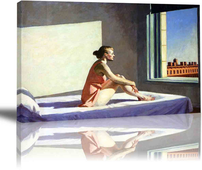 PAWOKLART 모던아트포스터 거실그림 명화패브릭포스터 북유럽인테리어그림 인테리어그림 벽인테리어그림 명화 포스터 캔버스액자 벽장식 실내인테리어그림 거실액자인테리어 빈티지포스터 풍, E025 에드워드 호퍼 - 아침 해