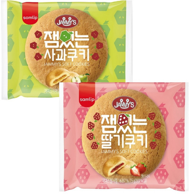 삼립 1+1 잼있는사과쿠키75gx20개+잼있는딸기쿠키75gx20개, 1세트, 75g