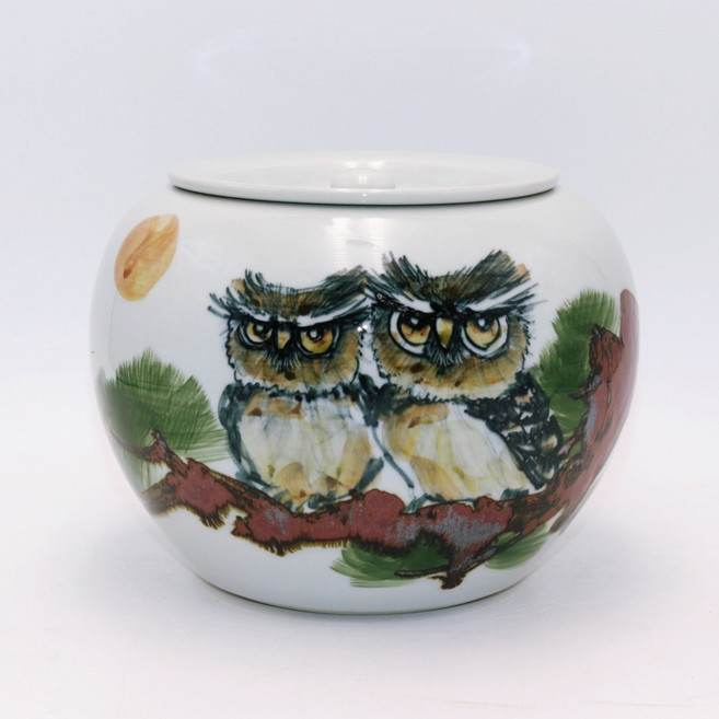 도자기 요강 부엉이 그림 백자 핸드메이드 중