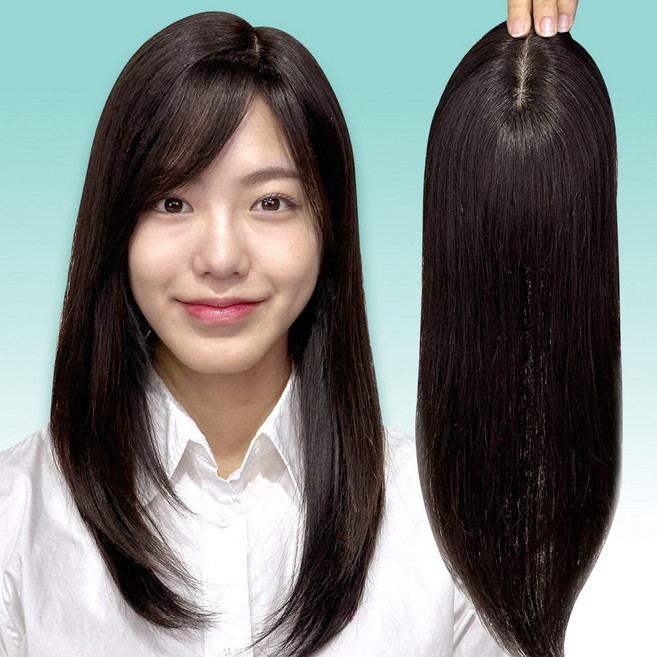 [30%행사중] 아미모 여자 앞머리가발 인모정수리 부분가발 42cm [CM-P 12013], 자연갈색 중앙가르마 시스루뱅 커트형, 1개