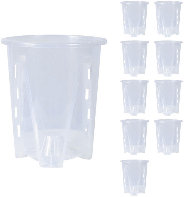 식물생각 투명 원형 롱슬릿 화분, 10개