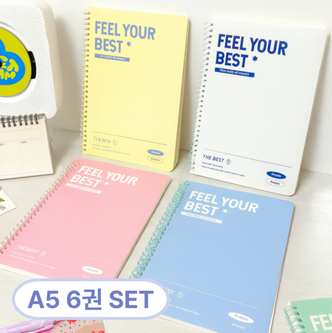 로미픽 감성 파스텔 내지 60장 스프링 노트 세트, 6권