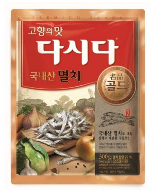 CJ 고향의맛 남해산 멸치 다시다 명품 골드 300g 식품 > 가루/조미료/향신료 조미료/향신료 기타조미료, 1개