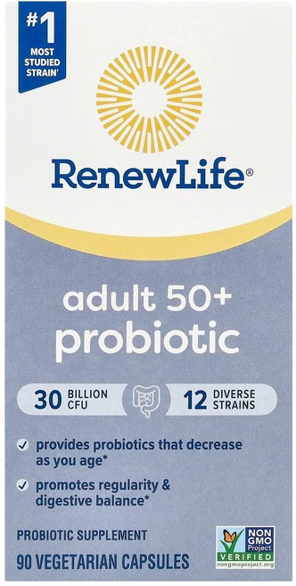 리뉴라이프 103272 얼티메이트 플로라 50세이상 성인용 프로바이오틱 300억CFU 베지캡슐 90정, 1개 - 쿠팡