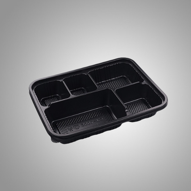 5칸 찬도시락 일회용 돈까스 도시락용기(민자형뚜껑) 200set, 200세트, 1개