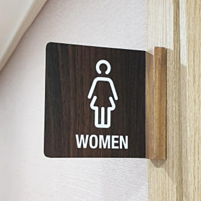 에코모담 국산 우드 돌출 화장실 표지판, 1개, 여자화장실_120X120월넛
