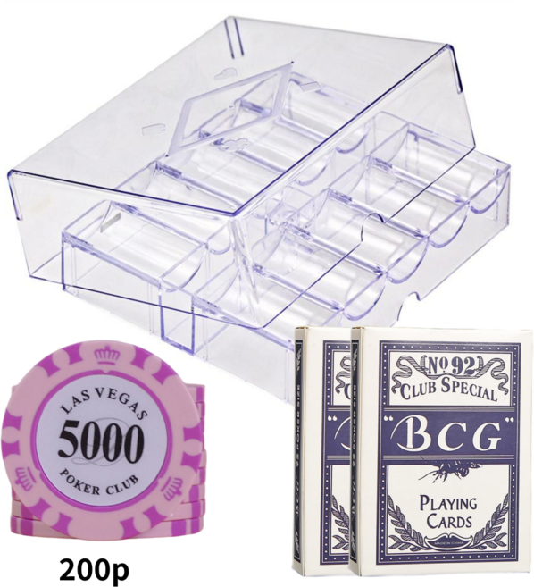보아미 국제규격 클레이이 고급포커칩 200p+포커카드2p 아크릴세트 라스베가스, 1개, 5000숫자200p세트