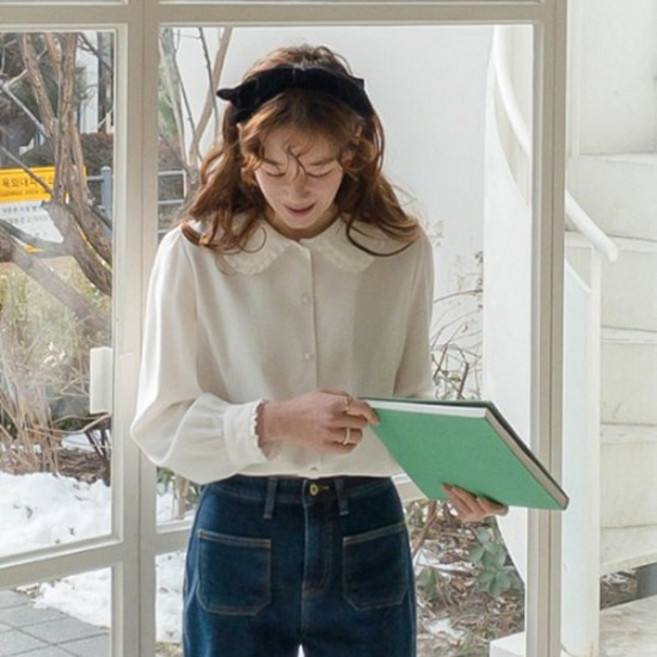 리린 LABEL 소녀감성 프릴카라 블라우스 size F 1 2848018