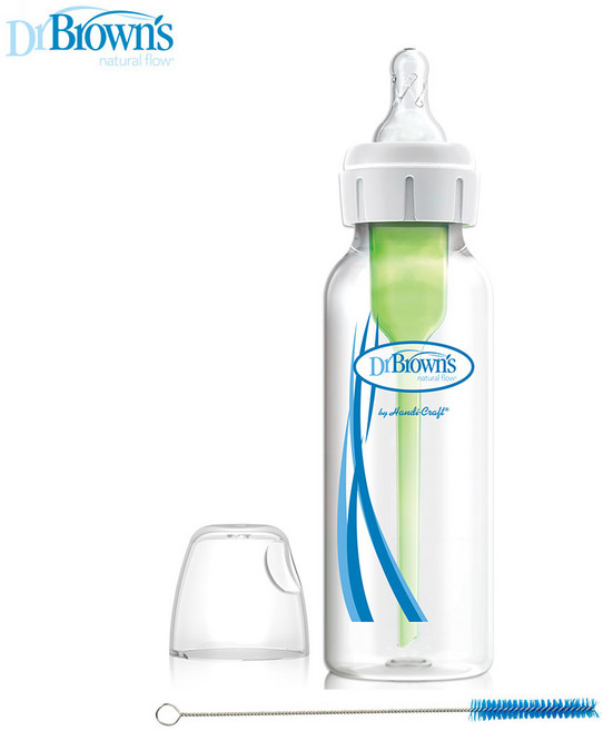 닥터브라운 내로우넥 옵션스 플러스 PP 스탠다드 젖병 250ml 1P 배앓이 방지 신생아 젖병, 1단계