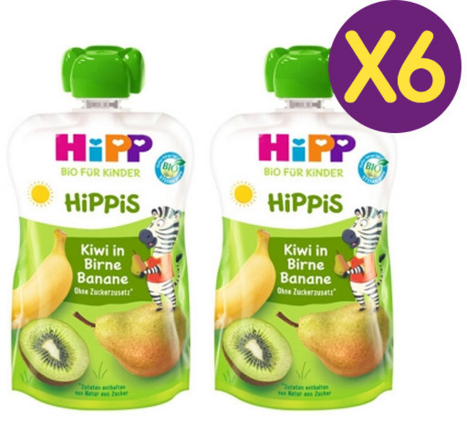 힙 퓨레파우치 배 바나나 키위 100g(2개묶음) (돌 이후) X6개, 100g