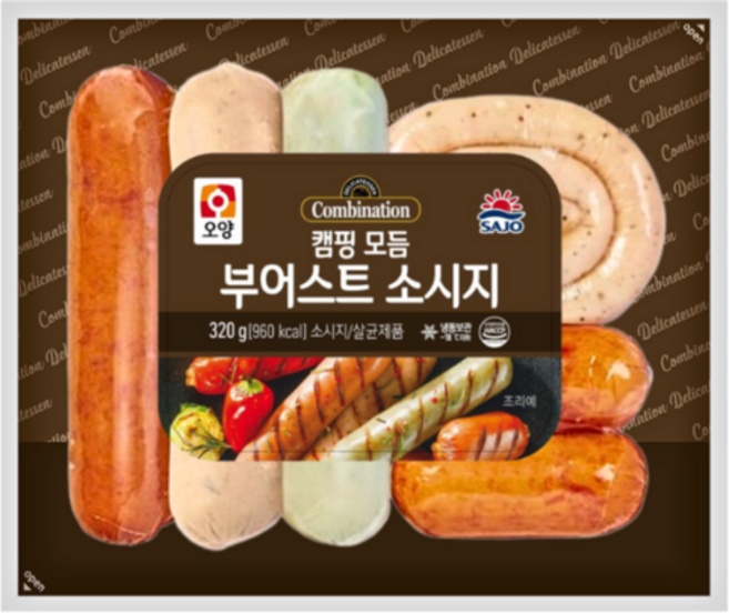 [보금푸드] 사조오양 캠핑 모듬 부어스트 소시지 320g, 15개