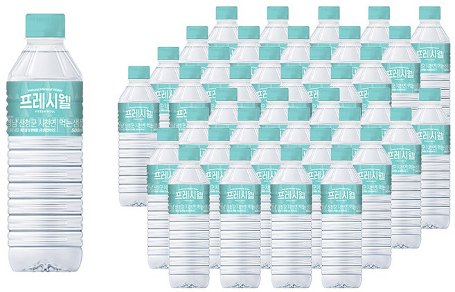 생수 프레시웰(유라벨/무라벨 랜덤발송), 40개, 500ml
