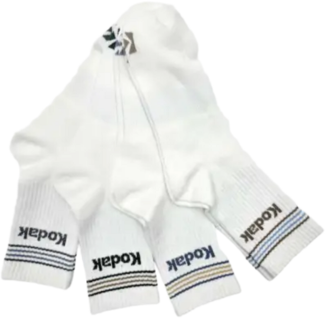 코닥 남녀공용 중목 로고 스트라이프 양말 4족 세트