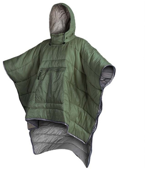 캠핑 등산 낚시 담요 망토 침낭 후드 바람막이 차박 판쵸, 1개, 카키