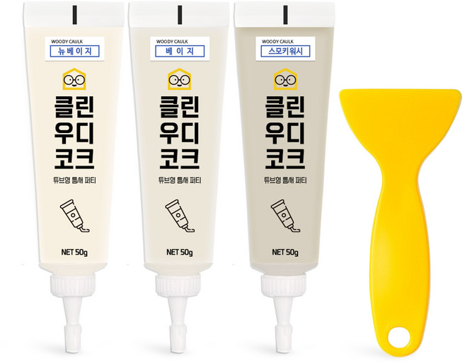 철물팩토리 퍼티 우디코크 마루바닥보수 메꾸미 보수제, 뉴베이지+베이지+스모키워시+PVC헤라, 1개