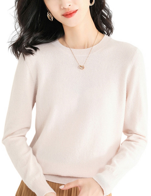 여성용 베이직 라운드넥 니트 긴팔티 부드러운 간절기 데일리룩 티셔츠 Knitted T-shirt D8378