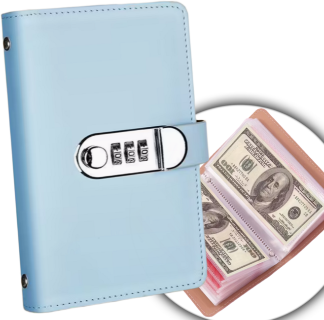 마루네 비밀 잠금 지폐 수집 앨범, 스카이블루, 1개, 50매