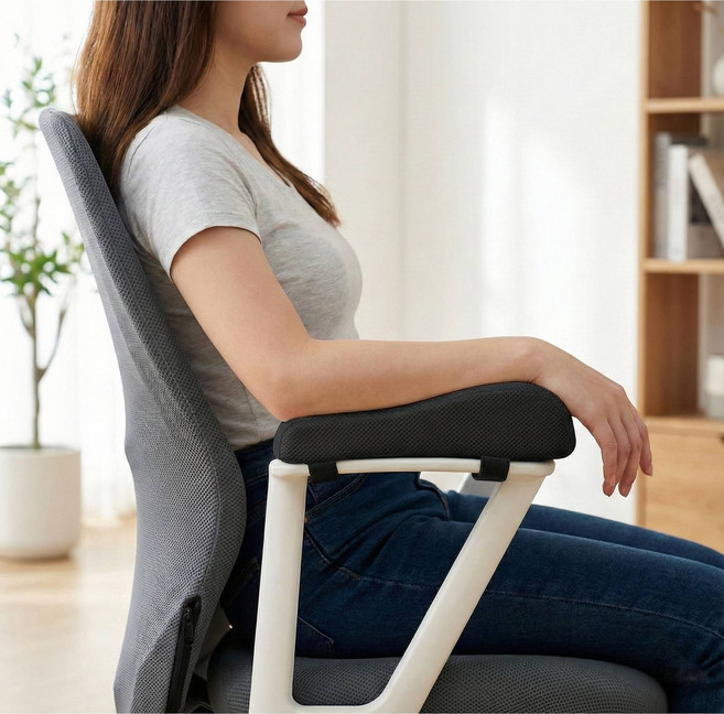 까마느 편안한 사무용 컴퓨터 게이밍 의자 팔걸이 쿠션 커버 2p, 블랙