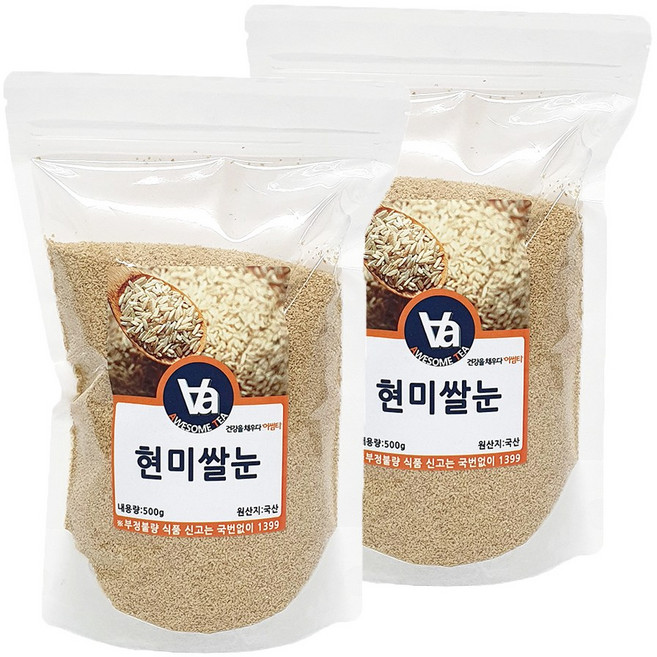 국산 현미쌀눈 가루 분말, 2개, 500g