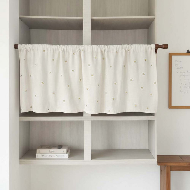 광목 자수 현관 작은창 가리개 커튼