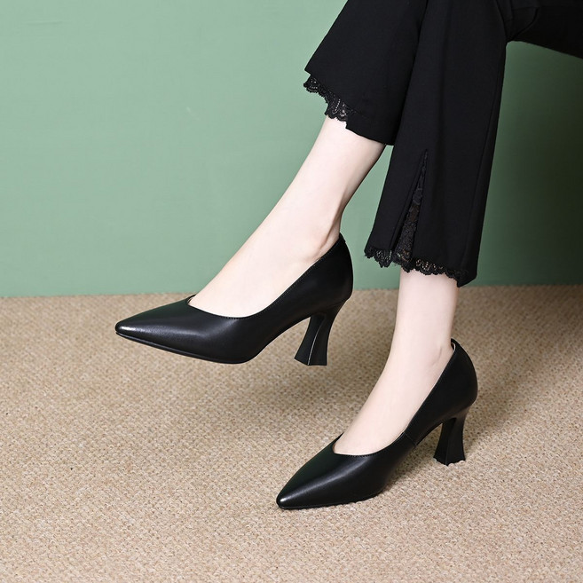 여성 하이힐 소가죽 통근힐 7cm