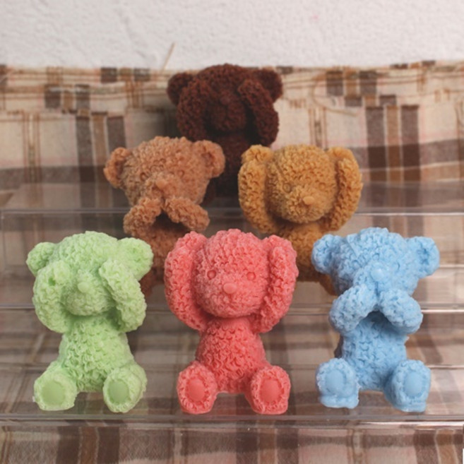 수제 실리콘 몰드 틀 - 테디 털 곰돌이 (선택), 2D, 귀가린