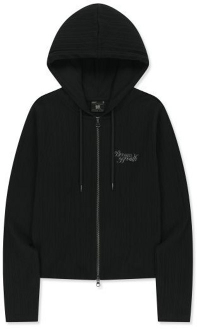 브라운브레스 brownbreath W SLIM FIT RIB HOOD ZIP-UP - BLACK