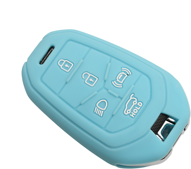 쌍용 KGM 올뉴 G4 렉스턴 호환 자동차 실리콘 스마트키 케이스 키홀더, 5버튼S42, 스카이블루