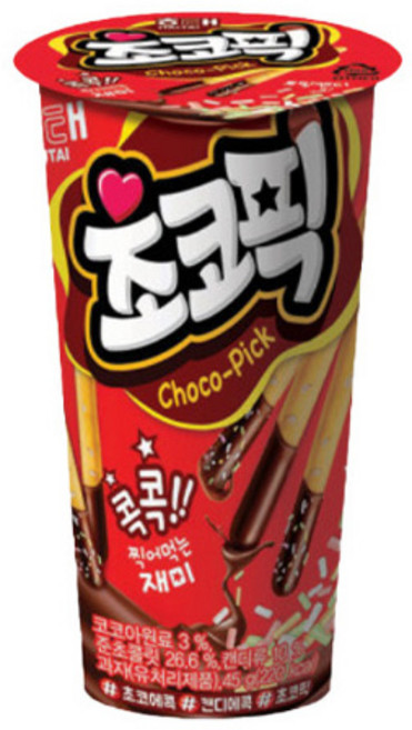 해태 초코픽 45gX24개입 BOX 식품 > 스낵/간식 스낵/시리얼 과자쿠키/비스킷/크래커 과자쿠키, 45g, 1개