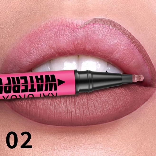 1PC 리퀴드 MATTE12 플럼핑 방수 라이너 천연 메이크업 립라이너 스테인 컨투어 립스틱 아웃라인 펜슬 컬러, 12 02 - 쿠팡