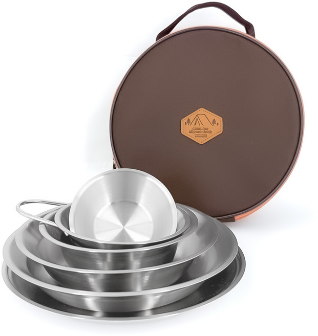 올품락 포스코 304 지오 캠핑 식기세트, 혼캠 차박 홈파티용 6P