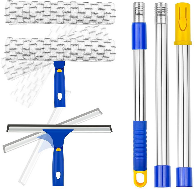 창문 청소용 ITTAHO 콤비 스퀴지 스테인리스 12인치 극세사 스크러버 스퀴지 11인치, Blue, 12" Squeegee