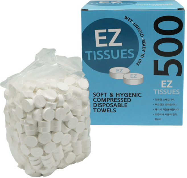 동방제지 동전티슈 압축티슈 건티슈 물티슈 500개X2팩, 500개입, 2개