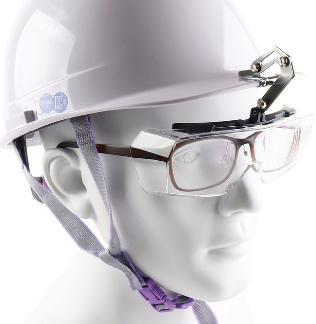 오토스 산업용 안전모장착용 클립형 보호안경 헬멧보안경 AntiFog (겸착용가능), 투명, 1개