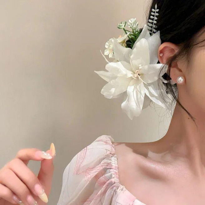 good 式古風仿真鈴蘭花朵髮夾女森系氛圍感超仙流蘇側邊夾頭飾1