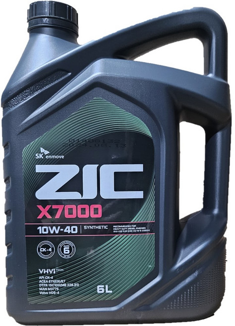 ZIC X7000 10W40 6L CK4 디젤 엔진오일, 1개, 지크 X7000 10W40_6L