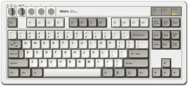 [국내정발] 8BitDo 레트로 키보드 Retro Mechanical Keyboard [M N C64 F], M에디션, 회색, 백축