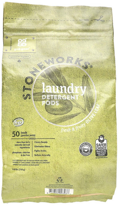 그랩그린 스톤웍스 세탁세제캡슐 올리브잎향 50회분 750g GGR-00348