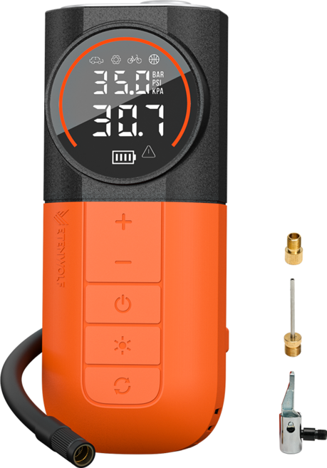 ETENWOLF S1 휴대용 타이어 공기 주입기 160PSI 자동차 타이어 자전거 오토바이 공용 펌프 빠른 충전 타이어 펌프, 오렌지색, 1개
