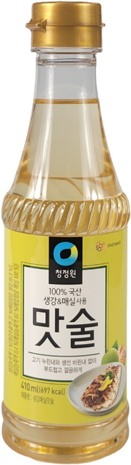 맛술 미향 미림 요리용청주 청정원 요리맛술 국산 생강 매실 잡내제거, 410ml, 1개