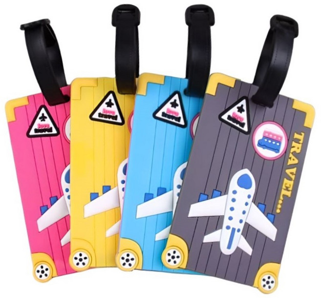 [옵션클루] 여행 캐리어 네임택 수화물 이름표 4색 1set