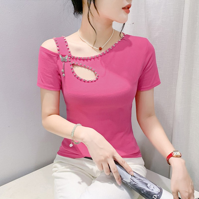 여성라인댄스복 상의 라틴 스포츠 댄스 반팔 빅사이즈