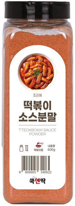 쿡앤딱 떡볶이 소스분말 간편 양념 가루 혼밥 분식 집밥 캠핑 여행 향신료 파우더 가루, 1개, 600g