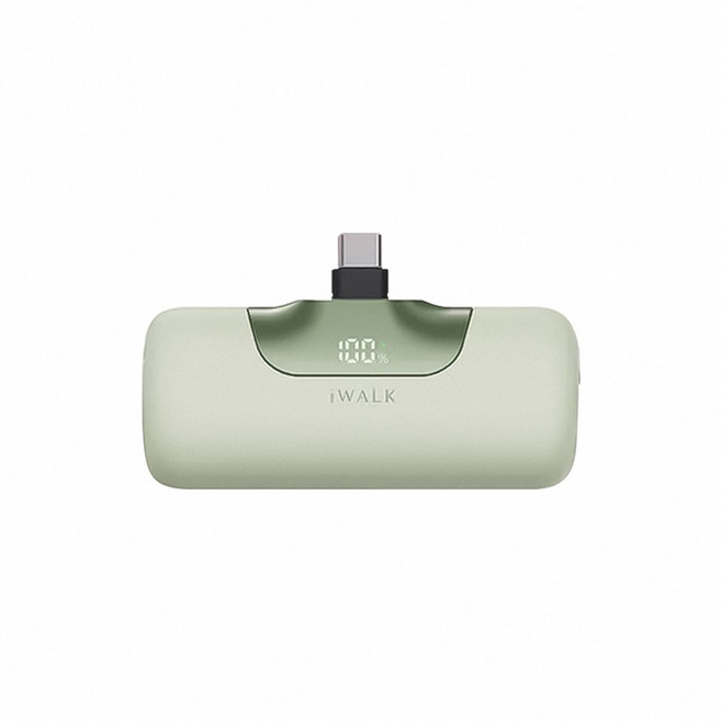 口袋行動電源 5500mAh PD20W Type-C 直插式 迷你行動電源 隨身快充, 草綠, iWALK 行動電源 六代
