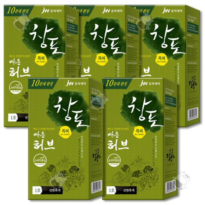 중외제약 창포 빠른허브 염색제, 5개, 1호 진한흑색