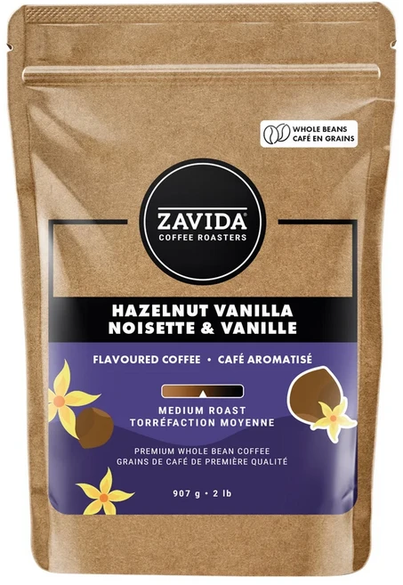 Zavida Hazelnut Vanilla 자비다 헤젤넛 커피 홀빈 907g 캐나다직송, 1개